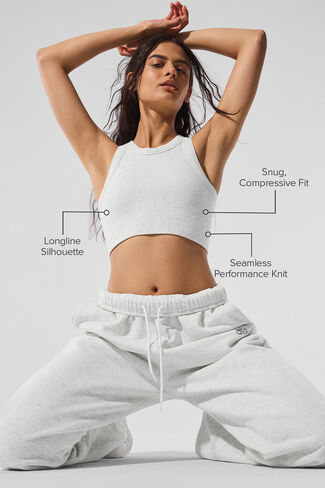 Alo Yoga Seamless Delight High Neck Bra - White Heather in Saudi Arabia