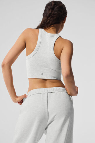 Alo Yoga Seamless Delight High Neck Bra - White Heather in Saudi Arabia