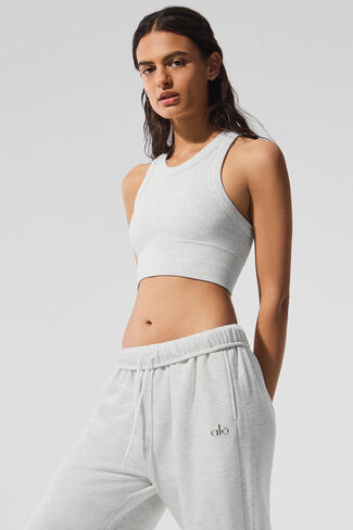 Alo Yoga Seamless Delight High Neck Bra - White Heather in Saudi Arabia