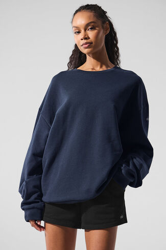 Alo Yoga Chill Crew Neck Pullover - Navy in Kuwait