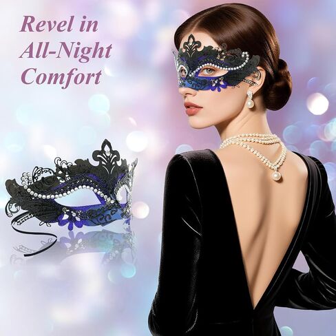 Masquerade Mask for Couples Set, Metal Filigree Shiny Rhinestone Mardi Gras Mask for Prom Ball Costume Party in Saudi Arabia