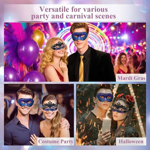 Masquerade Mask for Couples Set, Metal Filigree Shiny Rhinestone Mardi Gras Mask for Prom Ball Costume Party in Saudi Arabia