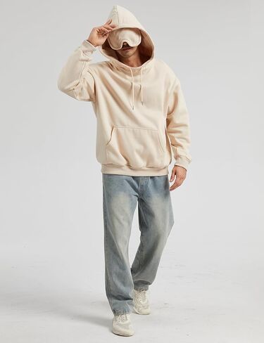 سويت شيرت بقلنسوة كبير الحجم للرجال والنساء مع قناع للعين، برباط للسفر، بلوفر بقلنسوة، بلوفر على شكل طائرة مع جيوب in Kuwait