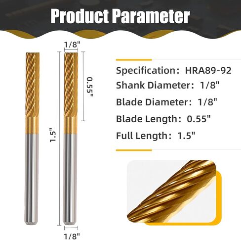 CAELUM 9901 Cylinder Tungsten Carbide Cutter, High-Performance Rotary Carving Bit, Metal Grinding Carving Tool Drill Bits, 1/8 In Shank Diameter for Die Grinder Kits, Silver, 3 Pcs in Kuwait