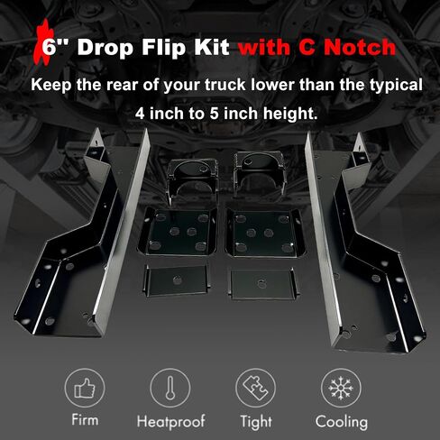 6" Drop Flip Kit + C-Notch Kit Rear Support Compatible with Chevrolet Silverado GMC Sierra C1500 2WD 1988-1998 Pickup Truck in Saudi Arabia