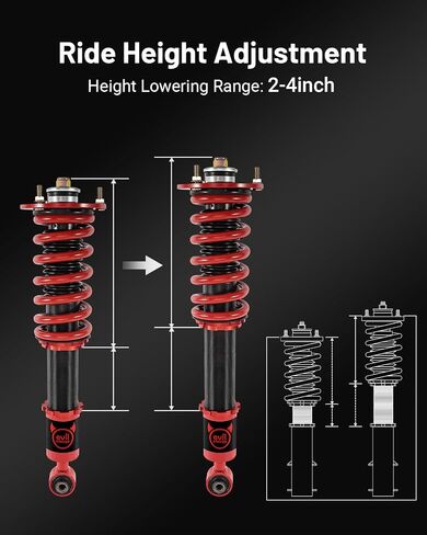 EVIL ENERGY Coilovers Compatible for Lexus IS300 2000-2005, for Lexus IS200 1999-2005, Height Adjustable Twin-Tube Coilovers Suspension Kit for Comfortable Ride, Red in Saudi Arabia
