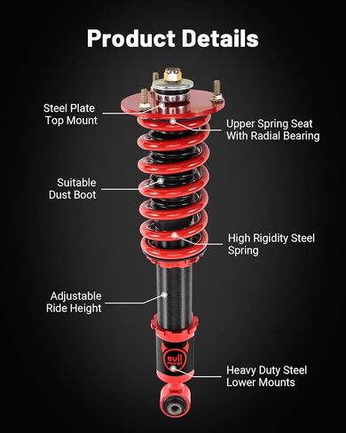 EVIL ENERGY Coilovers Compatible for Lexus IS300 2000-2005, for Lexus IS200 1999-2005, Height Adjustable Twin-Tube Coilovers Suspension Kit for Comfortable Ride, Red in Saudi Arabia