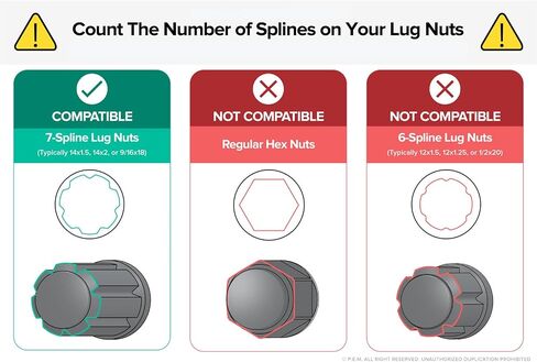 7 Point Spline Drive Tuner Socket Key Tool for Seven-Spline Wheel Lock Lug Nuts - 20mm Inner Diameter - Compatible with 19mm (3/4) and 21mm (13/16) Hex Socket - Pack of 2 in Saudi Arabia