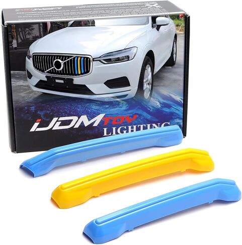 iJDMTOY Exact Fit Sweden Flag Color Grille Decoration Insert Trims Compatible With Volvo 2018-2021 Pre-LCI XC60 Vertical Front Grill (Color: Blue/Yellow/Blue) in Saudi Arabia