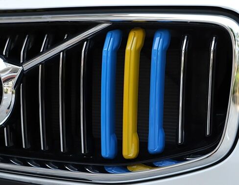 iJDMTOY Exact Fit Sweden Flag Color Grille Decoration Insert Trims Compatible With Volvo 2018-2021 Pre-LCI XC60 Vertical Front Grill (Color: Blue/Yellow/Blue) in Saudi Arabia