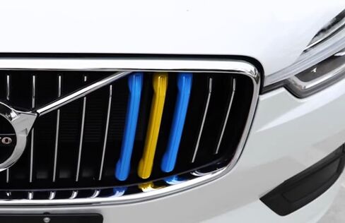iJDMTOY Exact Fit Sweden Flag Color Grille Decoration Insert Trims Compatible With Volvo 2018-2021 Pre-LCI XC60 Vertical Front Grill (Color: Blue/Yellow/Blue) in Saudi Arabia