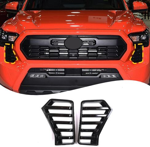 غطاء فتحة التهوية للمصابيح الأمامية للسيارة متوافق مع Toyota Tacoma 2024 2025 ABS غطاء لوحة التهوية لمدخل الهواء الأمامي وإكسسوارات الديكور الداخلي (حبوب ألياف الكربون) in Saudi Arabia