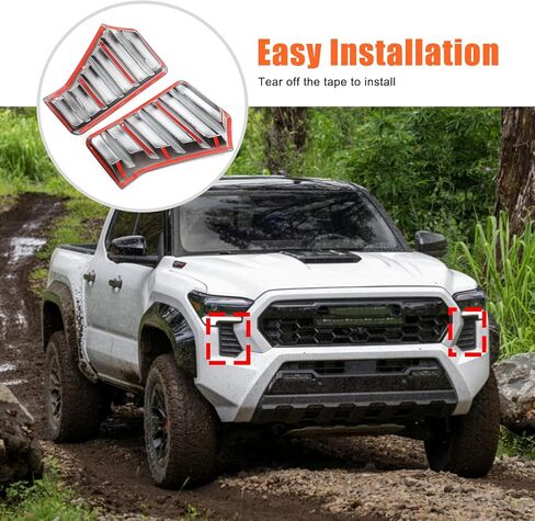 غطاء فتحة التهوية للمصابيح الأمامية للسيارة متوافق مع Toyota Tacoma 2024 2025 ABS غطاء لوحة التهوية لمدخل الهواء الأمامي وإكسسوارات الديكور الداخلي (حبوب ألياف الكربون) in Saudi Arabia