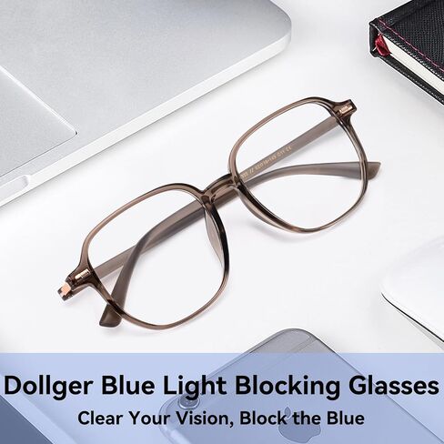 Dollger Blue Light Glasses for Women Oversized Blue Light Blocking Computer Screen Glasses Clear Big Frames Eyeglasses Gray in Kuwait