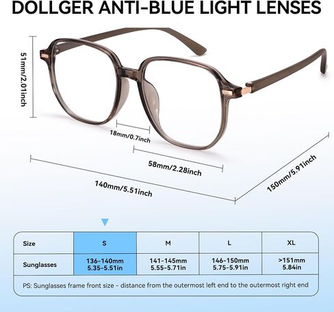 Dollger Blue Light Glasses for Women Oversized Blue Light Blocking Computer Screen Glasses Clear Big Frames Eyeglasses Gray in Kuwait