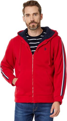 U.S. Polo Assn. mens Uspa Uspa Full Zip Sleeve Stripe Hoodie in Saudi Arabia