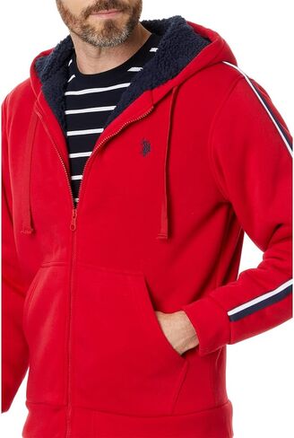 U.S. Polo Assn. mens Uspa Uspa Full Zip Sleeve Stripe Hoodie in Saudi Arabia