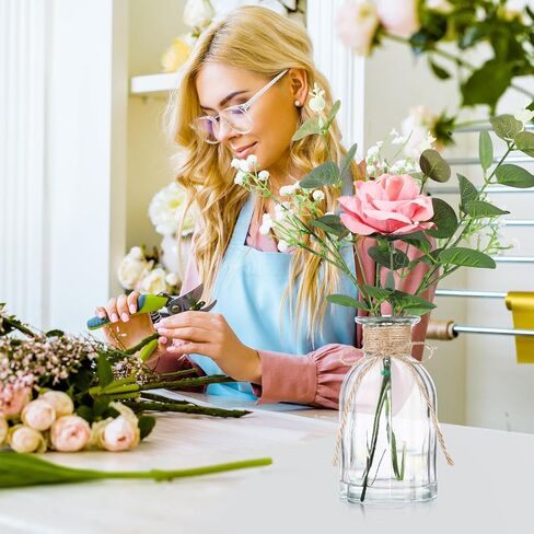 Janinka 10 Set Mini Fake Plants and Artificial Flowers in Vase 10 Glass Vases Fake Silk Roses Eucalyptus Babys Breath Artificial Flowers for Centerpiece Table Decorations Wedding Office Home Decor in Saudi Arabia