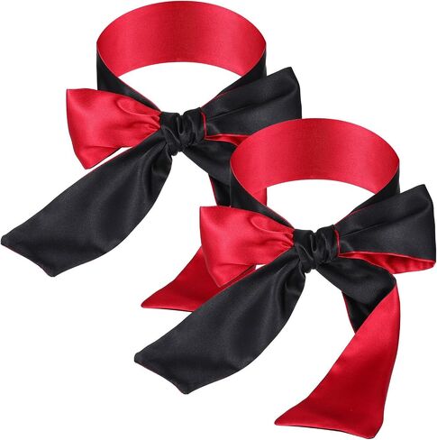 Satin Eye Mask Sleep Mask, 2pcs 59inch Soft Blindfold Valentine Gift for Couples Travel Nap Meditation(2 Two-Toned) in Saudi Arabia