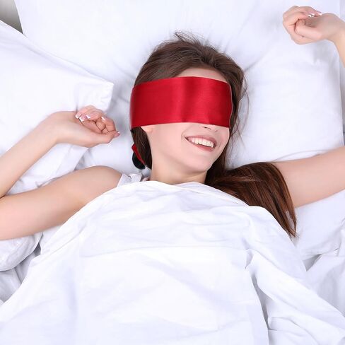 Satin Eye Mask Sleep Mask, 2pcs 59inch Soft Blindfold Valentine Gift for Couples Travel Nap Meditation(2 Two-Toned) in Saudi Arabia
