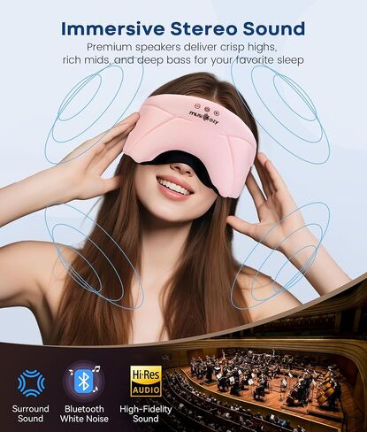 MUSICOZY Bluetooth Sleep Mask Headphones 5.4, Wireless Over-Ear Headphones Washable Zipper Sleep Headphones Mask with HD Stereo Speakers for Side Sleepers Travel & Relaxation, Gifts for Men Women in Saudi Arabia