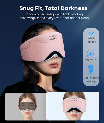 MUSICOZY Bluetooth Sleep Mask Headphones 5.4, Wireless Over-Ear Headphones Washable Zipper Sleep Headphones Mask with HD Stereo Speakers for Side Sleepers Travel & Relaxation, Gifts for Men Women in Saudi Arabia