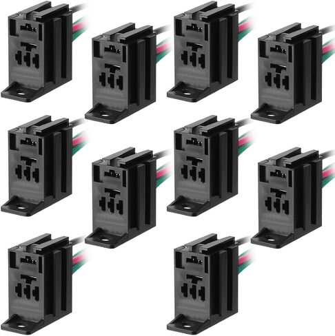 uxcell 10pcs 12V DC 5-Pin 30/40Amp Interlocking Relay Socket Harness Base Style SPDT Black in Saudi Arabia