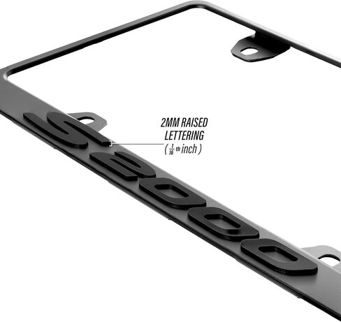 S2000 License Plate Frame – Stealth Black Powder Coat UV Resistant STAINLESS METAL Plate Holder - One Piece - Compatible with 2000-2009 S2000 AP1 / AP2 (3D RAISED LETTER with MOUNTING HARDWARE) in Saudi Arabia
