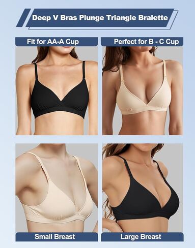 Deep V Bras for Women Triangle Bralette Crossover Wireless Push Up Bra Seamless Bralettes Sexy Low Cut Bra No Padding in Kuwait