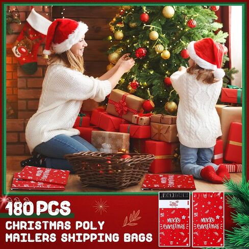 180 Pieces Christmas Mailers 6 x 9 Inch Matte Mailing Envelope Snowflake Shipping Bags Self Adhesive Packaging Bag for Candy, Christmas Party Favors, Waterproof in Saudi Arabia