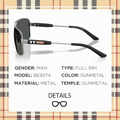 BURBERRY BE3074 Rectangle Shape Metal Sunglasses with Luxury Eyewear Kit in Saudi Arabia
