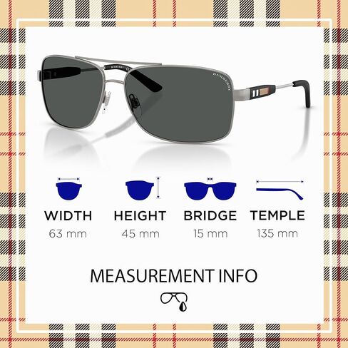BURBERRY BE3074 Rectangle Shape Metal Sunglasses with Luxury Eyewear Kit in Saudi Arabia