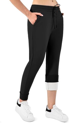 Walifrey Fleece Lined Joggers for Women with Pocket, Women's Warm Sweatpants for Winter Hiking Jogging and Workout in Kuwait