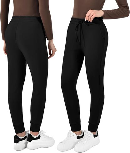 Walifrey Fleece Lined Joggers for Women with Pocket, Women's Warm Sweatpants for Winter Hiking Jogging and Workout in Kuwait