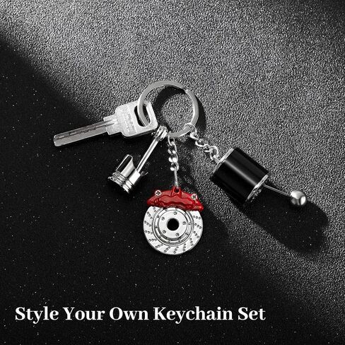 Frienda 8 Pieces Automotive Parts Model Key Ring Set Spinning Rim Chain JDM keychain Turbo Keychain with Sound in Saudi Arabia