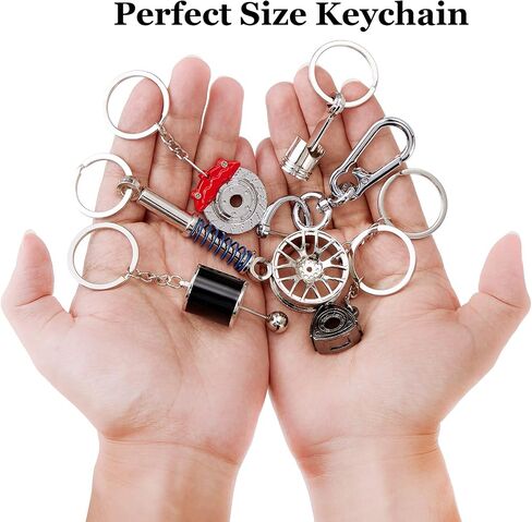Frienda 8 Pieces Automotive Parts Model Key Ring Set Spinning Rim Chain JDM keychain Turbo Keychain with Sound in Saudi Arabia