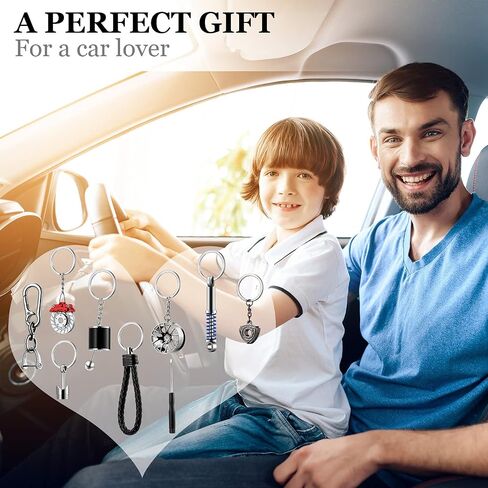 Frienda 8 Pieces Automotive Parts Model Key Ring Set Spinning Rim Chain JDM keychain Turbo Keychain with Sound in Saudi Arabia