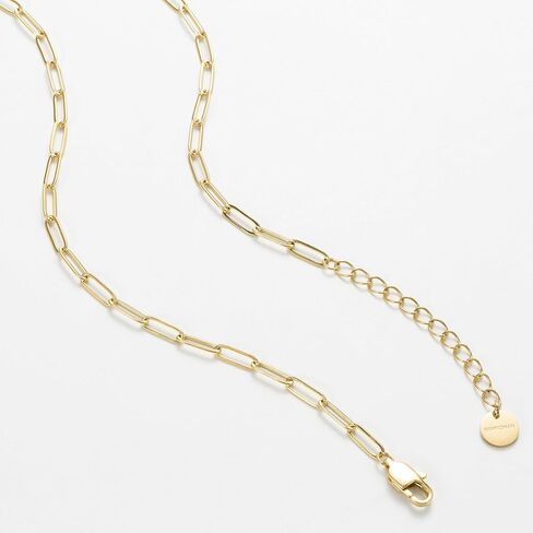 14K Gold Plated Open Circle Carabiner Link Paperclip Necklace with Charm Holder Pendant, Jewelry Gifts for Women in Saudi Arabia