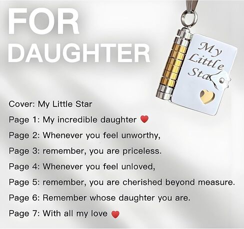 قلادة كتاب الحفيدة، للحفيدة - أجمل كتاب الفصل قلادة كتاب ذهبي فضي قابل للتعديل مع 6 صفحات معلومات منقوشة هدايا مجوهرات من الجدة in Kuwait