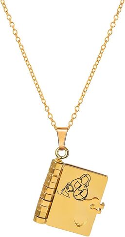 قلادة كتاب الحفيدة، للحفيدة - أجمل كتاب الفصل قلادة كتاب ذهبي فضي قابل للتعديل مع 6 صفحات معلومات منقوشة هدايا مجوهرات من الجدة in Kuwait