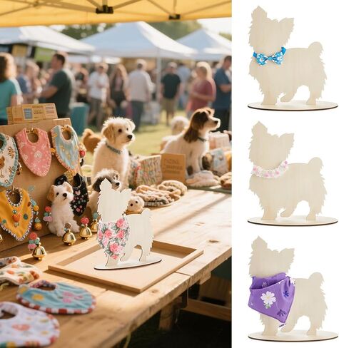 AHANDMAKER Dog Silhouette Display Stand Wooden Pet Scarf Holder Dog Bib Rack for Home Decoration Pet Photography Christmas Halloween Decorations Store Display Photo Props in Saudi Arabia