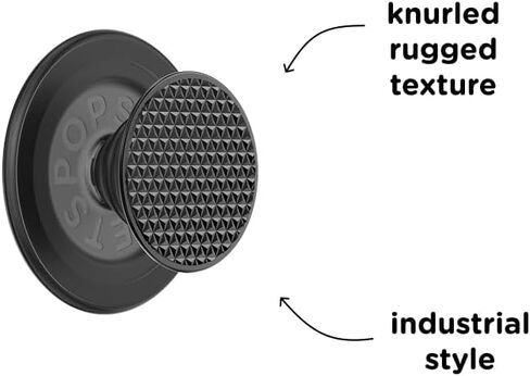 PopSockets Phone Grip Compatible with MagSafe, Phone Holder, Wireless Charging Compatible - Alum Triangle Knurled Black in Saudi Arabia