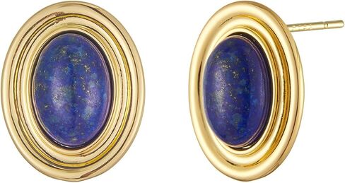 Chunky Gold Color Earrings Fashion Geometric 18K Gold Turquoise Lapis Lazuli Green Red Oval Earrings for Women in Saudi Arabia