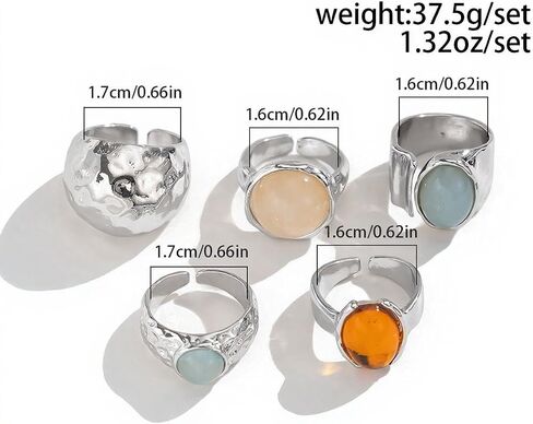 Rings for Women Chunky Rings Set Adjustable Thick Statement Ring Vintage Wide Colorful Stackable Ring for Women Chunky Jewlery in Saudi Arabia
