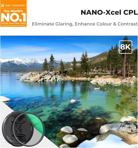 مرشح عدسة مستقطب دائري مقاس 62 مم من K&F مع غطاء مرشح وقماش تنظيف زجاج بصري، مرشح CPL مستقطب فائق النحافة مع 28 طبقة متعددة الطبقات لعدسات الكاميرا (سلسلة Nano-X) in Saudi Arabia