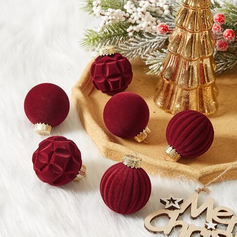 16pcs Velvet Christmas Ball Ornaments -Flocked Shatterproof Christmas Tree Decorations Plastic Xmas Decorative Hanging Ornaments for Xmas Holiday Home Decor,3 Style(Black, 3.15inch) in Saudi Arabia