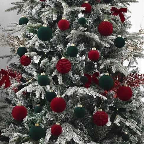 16pcs Velvet Christmas Ball Ornaments -Flocked Shatterproof Christmas Tree Decorations Plastic Xmas Decorative Hanging Ornaments for Xmas Holiday Home Decor,3 Style(Black, 3.15inch) in Saudi Arabia