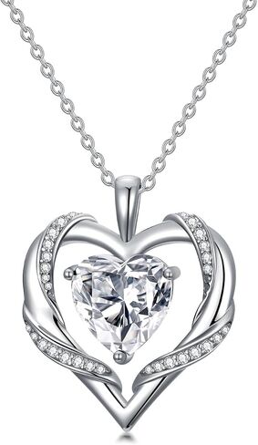 WINNICACA Birthday Gift for Mom Heart Necklace for Women 925 Sterling Silver Birthstone Necklace Jewelry Gift for Women Wife Her Girlfriend Sister in Saudi Arabia