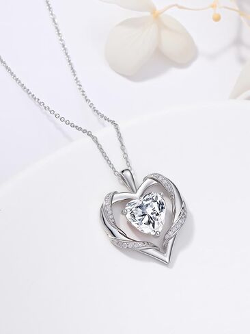 WINNICACA Birthday Gift for Mom Heart Necklace for Women 925 Sterling Silver Birthstone Necklace Jewelry Gift for Women Wife Her Girlfriend Sister in Saudi Arabia