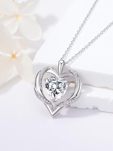 WINNICACA Birthday Gift for Mom Heart Necklace for Women 925 Sterling Silver Birthstone Necklace Jewelry Gift for Women Wife Her Girlfriend Sister in Saudi Arabia